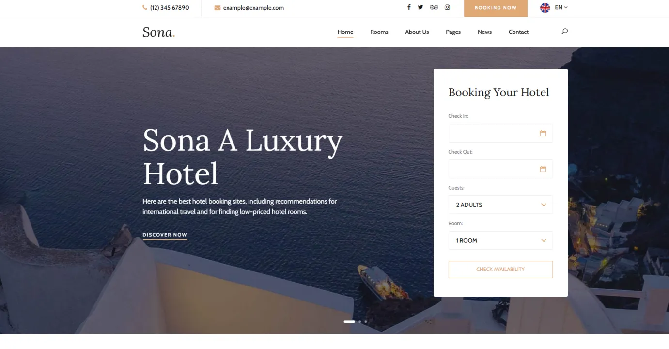 Hotel Website Template (White)