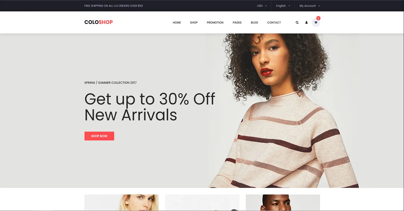 E-shop Website Template (Orange)
