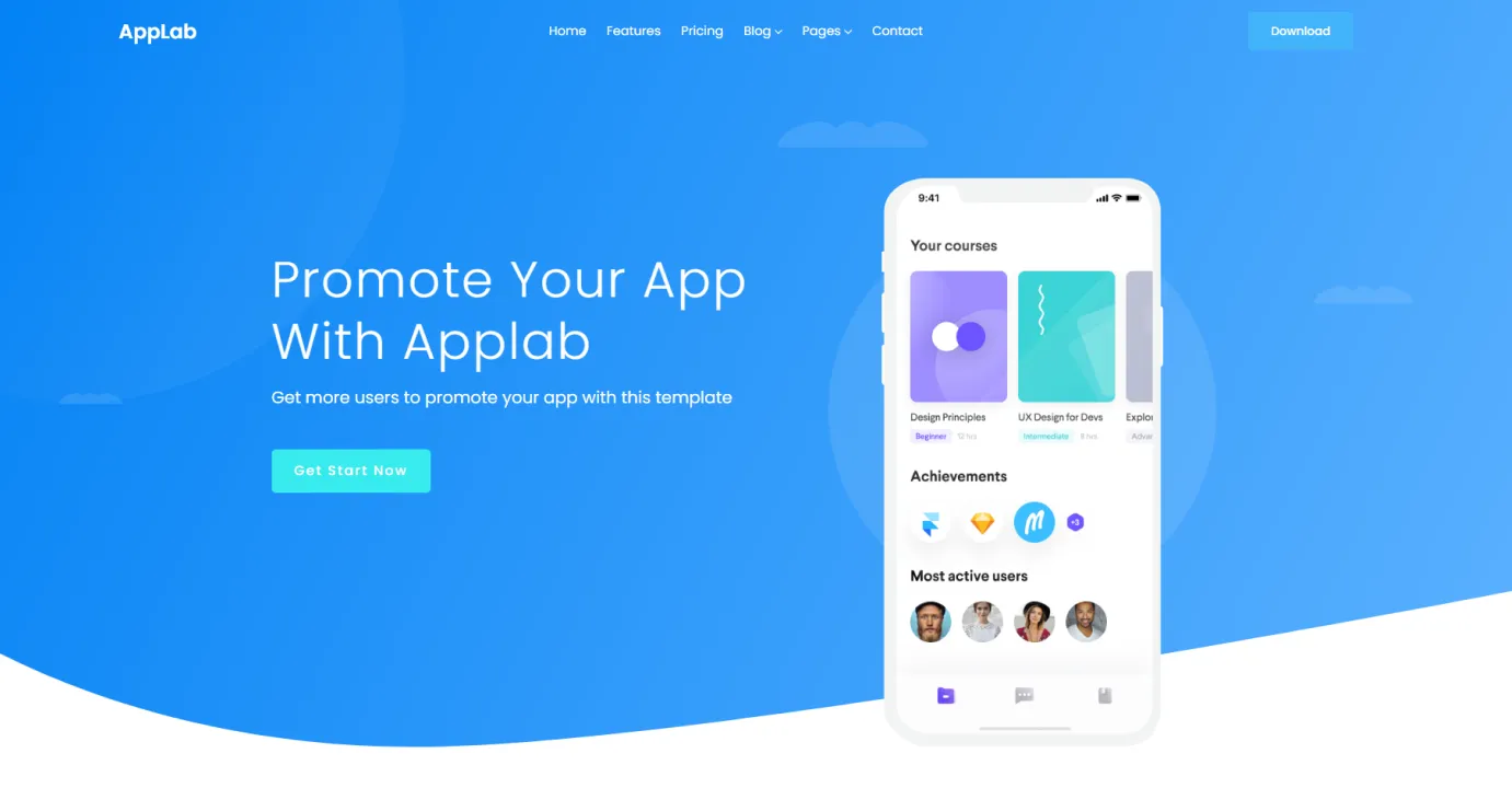 Webapp Website Template (Blue)