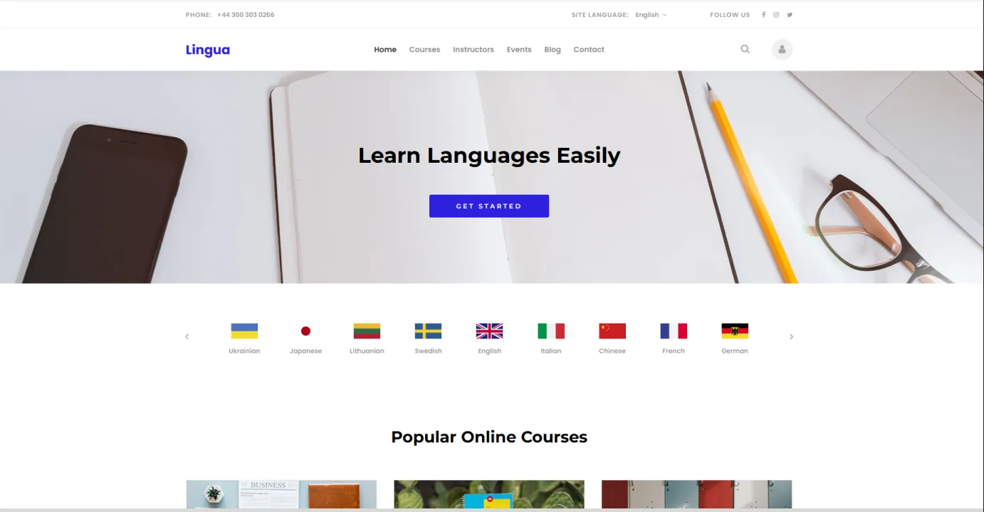 Language Courses Website